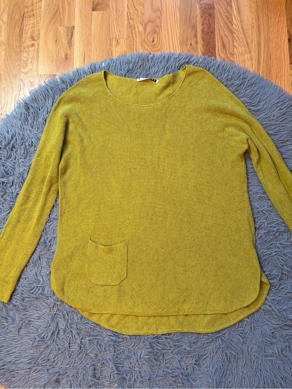 MANSTED Light Green Eco Cotton Slub Ribbed Knit Sweater Size XL